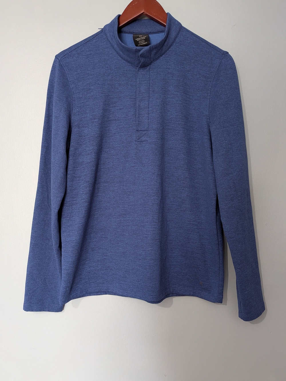 Kyodan Men's Heather Blue Activewear Pullover Mock Neck Snap-button Placket